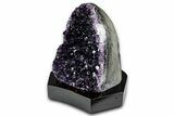Deep Purple Amethyst Geode With Wood Base - Uruguay #342790-1